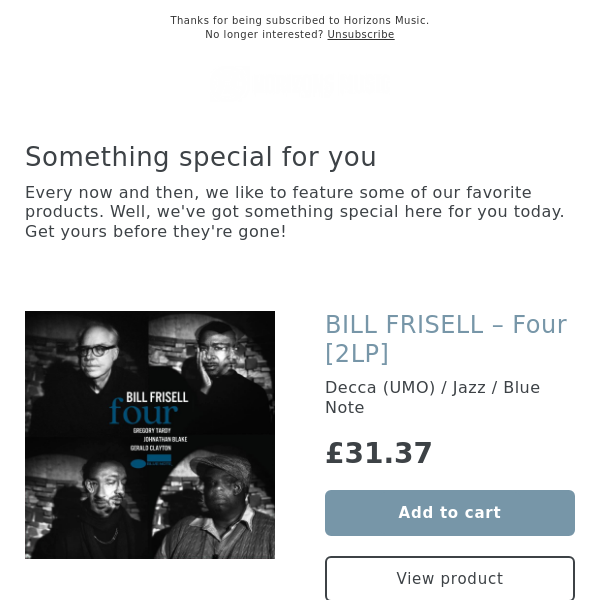 NEW! BILL FRISELL – Four [2LP] [blue note]