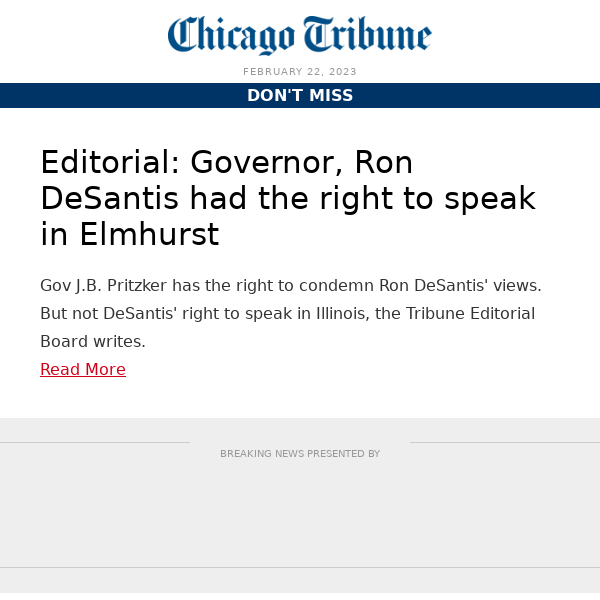 Editorial: Governor, Ron DeSantis had the right to speak in Elmhurst