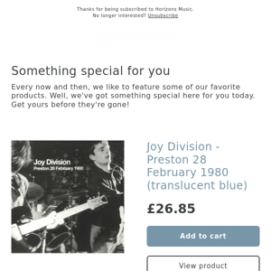 NEW! JOY DIVISION VINYL