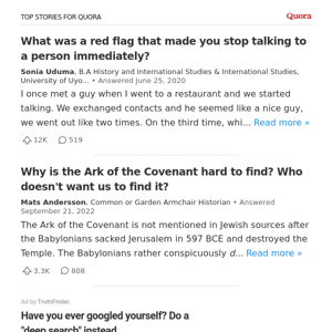 What was a red flag that made you stop talking to a person immediately?