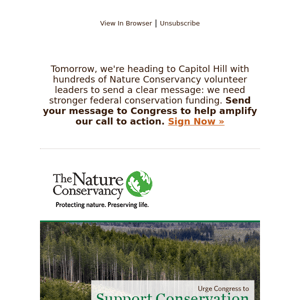 Headed to the Hill – need you with us, The Nature Conservancy