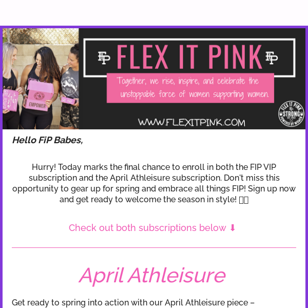 FiP Athleisure Subscription – Flex it Pink