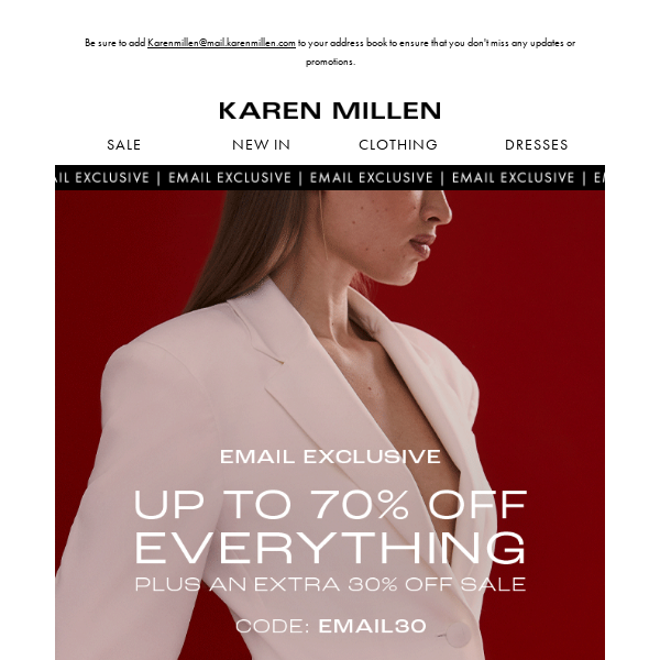 Email Exclusive | Extra 30% off Sale