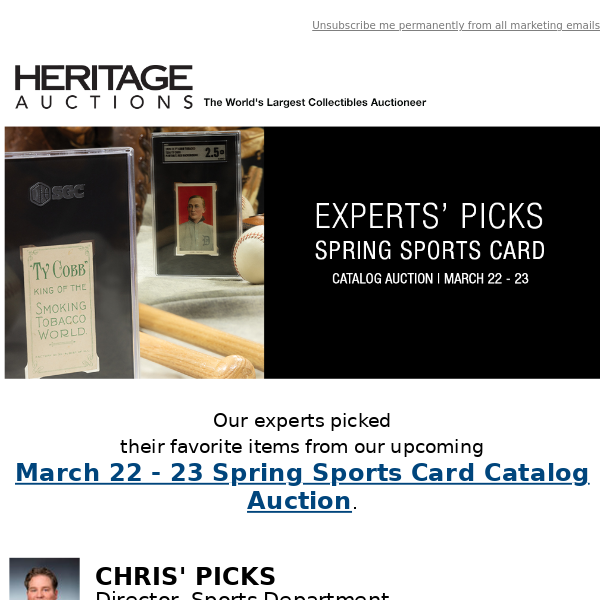 Experts' Picks from the Spring Sports Card Catalog Auction