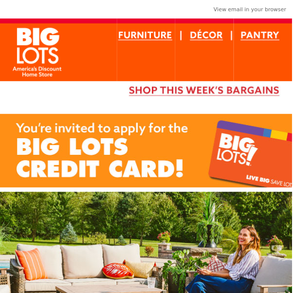 Get exclusive financing with a BIG Lots Credit Card! 🎉