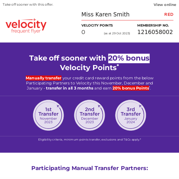 Virgin Australia, ready to earn 20% bonus Velocity Points?