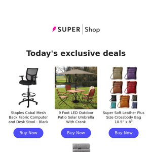 ⚡$155.99 Staples Mesh Desk Stool | $87.99 LED Outdoor Patio Solar Umbrella with Crank | $18.99 Super Soft Leather Crossbody Bag & More