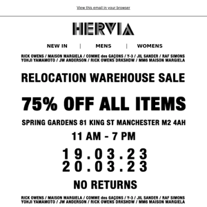 WAREHOUSE SALE | 75% OFF ALL ITEMS