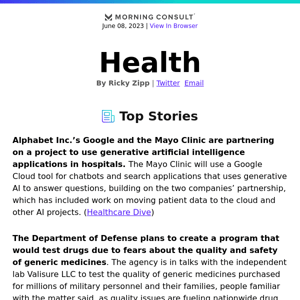 Google, Mayo Clinic Launch Partnership to Test Generative AI in Hospitals