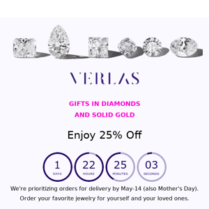 25% Off 💎 Jewelry in Gold and Platinum.