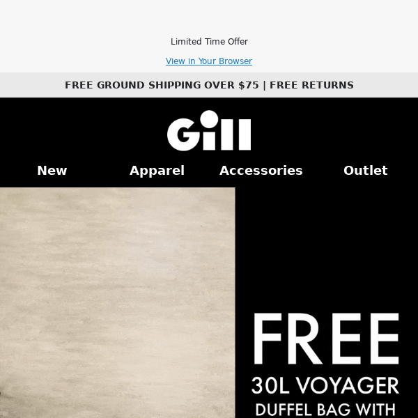 Grab Your FREE Duffel Bag with Every Drysuit Purchase at Gill Marine! 🎁