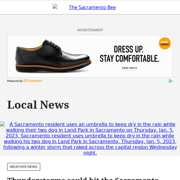 Thunderstorms could hit the Sacramento area, with heavy snow also falling on the Sierra