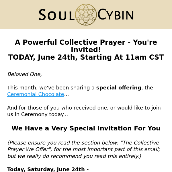 Collective Ceremony TODAY, June 24th (all details & unifying prayer Inside...) 🌎