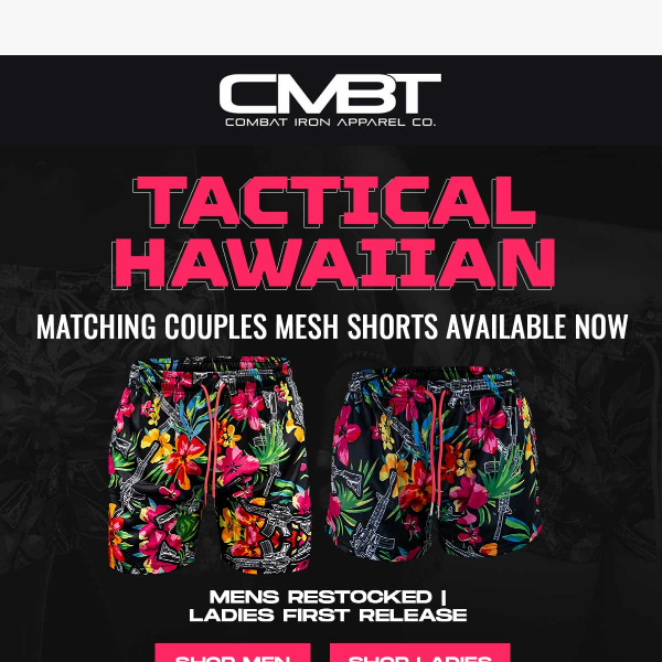 Tactical Hawaiian Couples Mesh Shorts 🤝 Matching Prints