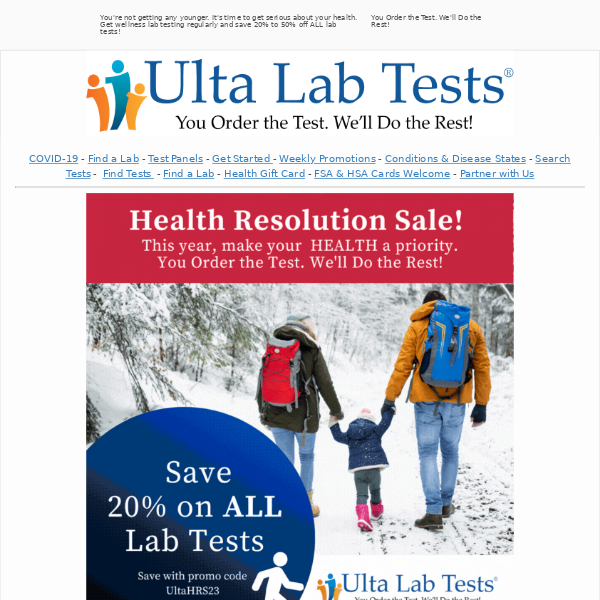 Finally, achieve your health goals with regular wellness lab testing and save 20% to 50% off ALL lab tests!