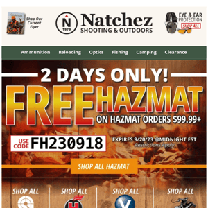 Only 2 Days Left for Free Hazmat on Hazmat Orders $99.99+