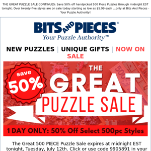 TODAY ONLY | 50% Off Select 500pc Puzzles