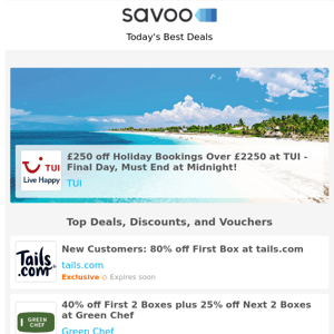 Savoo's Thursday bargains | Save with Tails, TUI, Nike, Sweaty Betty and more !