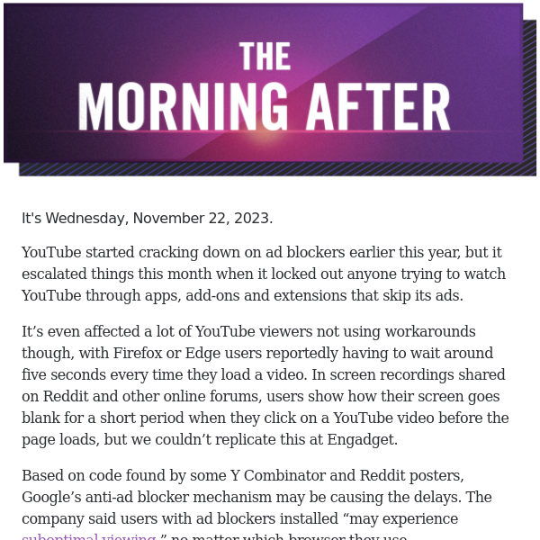 YouTube’s fight against ad blockers led to ‘sub-optimal’ viewing