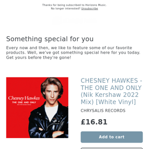 NEW! CHESNEY HAWKES - THE ONE AND ONLY (Nik Kershaw 2022 Mix) [White Vinyl]