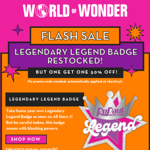 RESTOCK: Legendary Legend Badges are BACK! 🎉