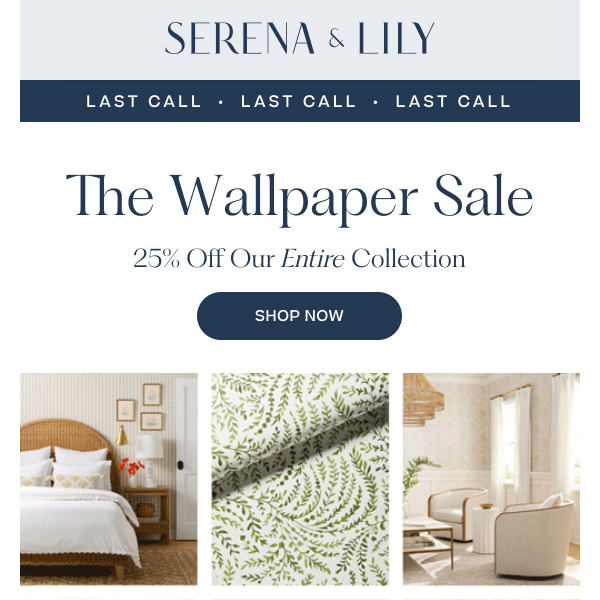 Final moments for 25% off wallpaper.