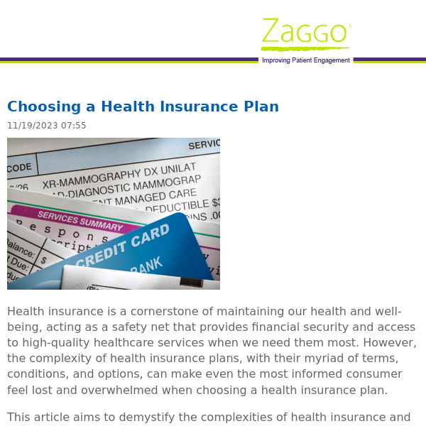 New blog post: Choosing a Health Insurance Plan.