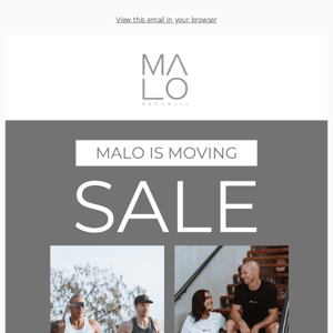 MALO Is Moving Sale! 30% Off + An Extra 10% off Sitewide!
