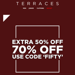 EXTRA 50% OFF THE 70% OFF AREA 😮😮