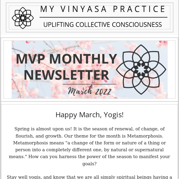 My Vinyasa Practice | March Newsletter