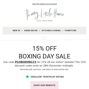 15% off BOXING DAY 😍