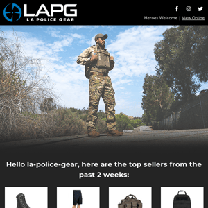 Hi LA Police Gear, here are the recent top seller's at LAPG.com