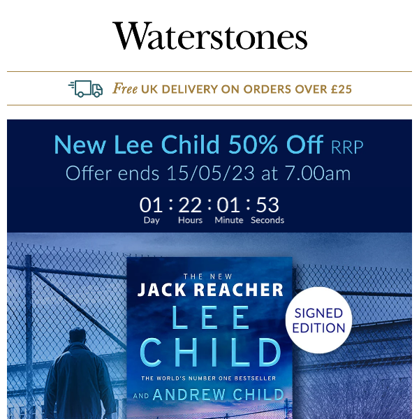 Signed New Lee Child 50% Off RRP | LIMITED OFFER