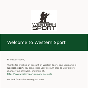 Your Western Sport account has been created!