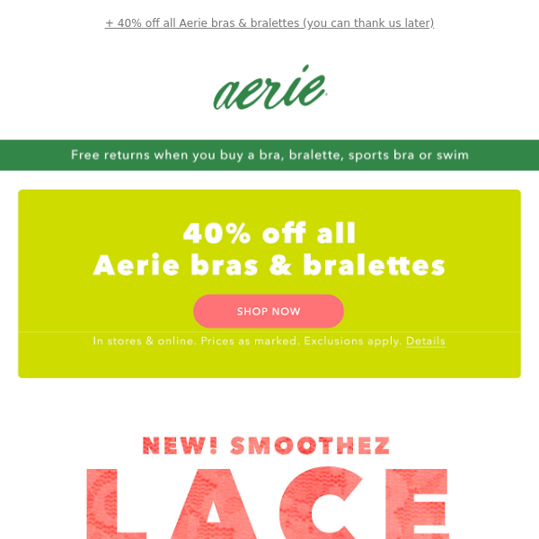 NEW! SMOOTHEZ lace & microfiber just dropped - American Eagle