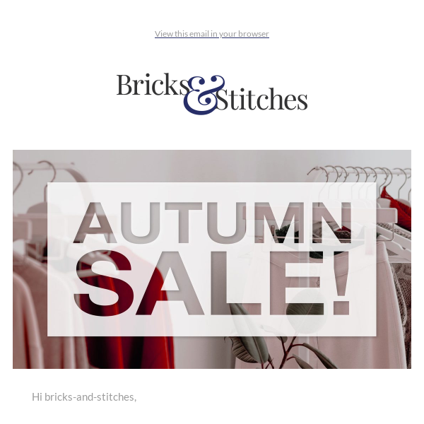 Bricks & Stitches Autumn Sale
