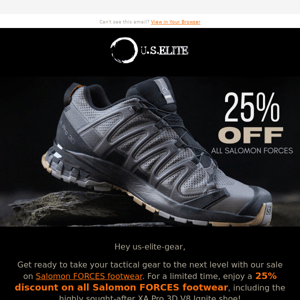 25% Off All Salomon FORCES Footwear Including V8 Ignite!