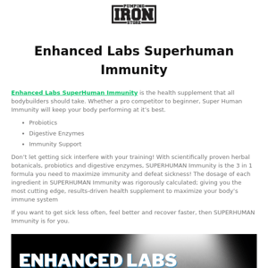 Enhanced Labs SuperHuman Immunity - The health supplement that all bodybuilders should take ‼️