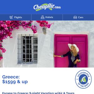 $1599+ // Greece: 9 night Vacation w/Air & Tours
