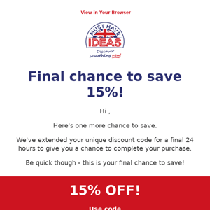 Your final chance to save