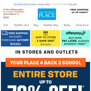 Up to 70% off Back-to-School STOREWIDE Savings!
