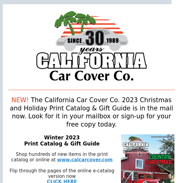 Your New California Car Co. Winter 2023 Gift Guide Print Catalog Is On The Way