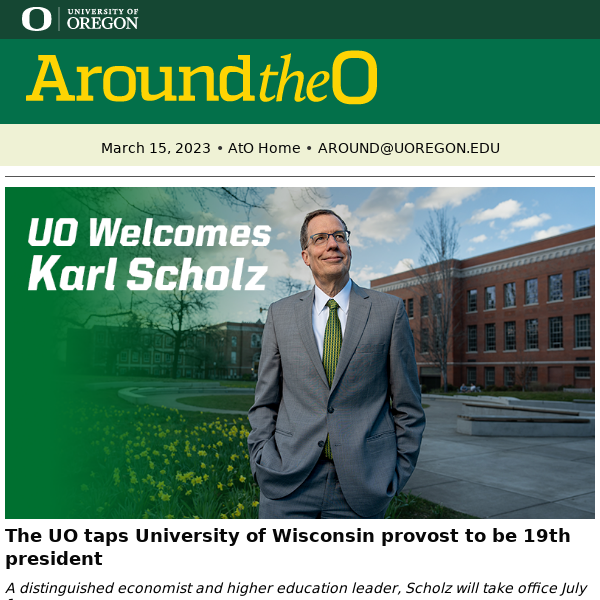 UO welcomes John Karl Scholz as its 19th president