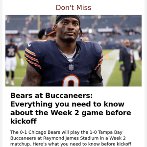 Bears’ Week 2 game: What you need to know
