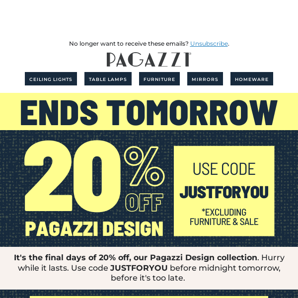 💸20% Off Pagazzi Design - Ends Tomorrow!