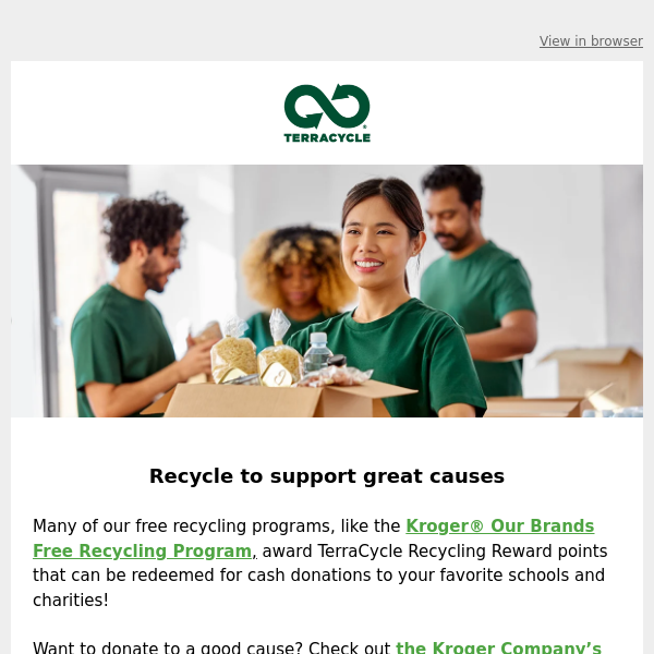 Want your TerraCycle points to support a great cause?