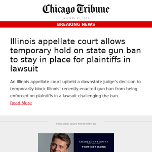 Illinois appellate court allows temporary hold on state gun ban to stay in place for plaintiffs in lawsuit