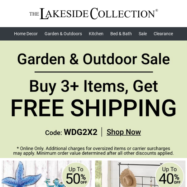 Up To 50% Off Garden + Buy Any 3+ Items Get Free Shipping