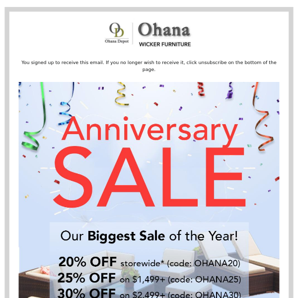 Anniversary Sale - 20% to 30% Off Sitewide