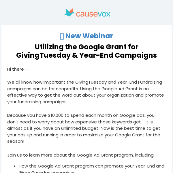[Webinar] Utilizing the Google Grant for GivingTuesday & Year-End Campaigns